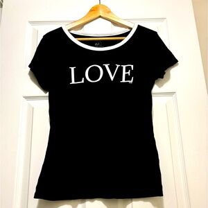 New York & Company “LOVE” Graphic T-shirt With A White Neckline